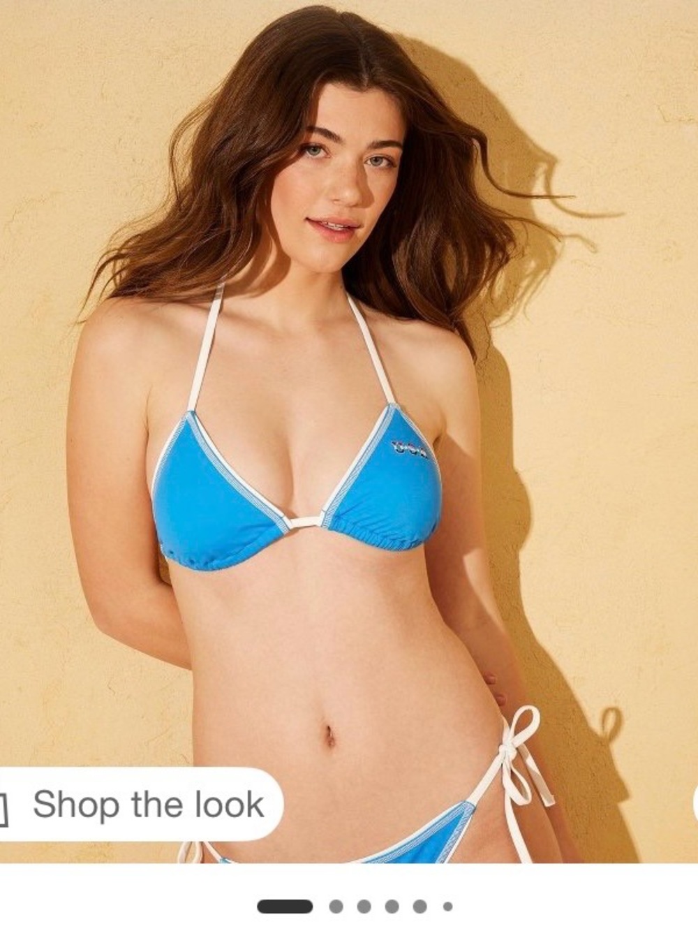 Target Bright Blue Triangle Bikini Top and bottoms with White Trim